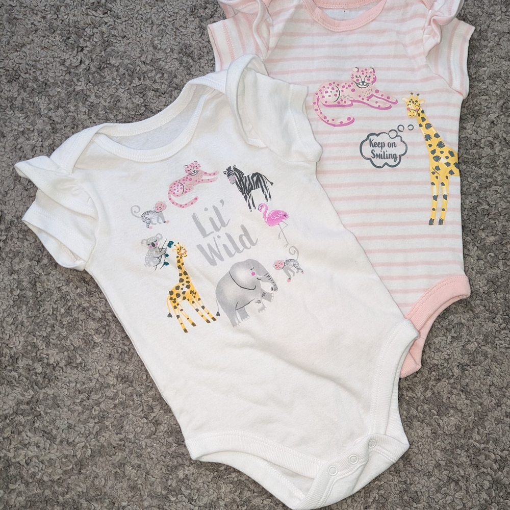 2pk, Unique Animal Print baby one piece bodysuits